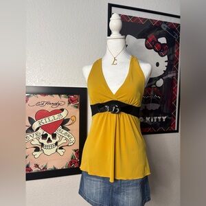Candie’s Yellow Belted Halter Top